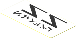 Sticker  0.8 x  1.7 with Mirrored Black "ZZ" and Aurebesh Characters