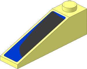 Slope Brick 18  4 x  1 with Black Trapezoid on Blue Background Left Sticker