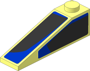 Slope Brick 18  4 x  1 with Black Trapezoid on Blue Background Right Sticker