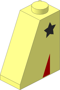 Slope Brick 65  2 x  1 x  2 with Silver Star and Bright Light Blue Triangle Pattern
