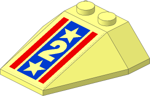 Wedge  4 x  4 Triple with White "2" and Stars on Blue Background with Red Stripes Sticker