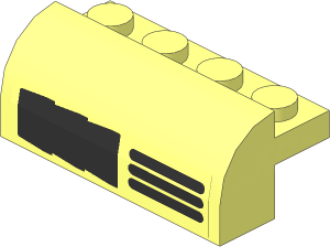 Brick  2 x  4 x  1.333 with Curved Top with Left Vertical and Horizontal Grille Sticker