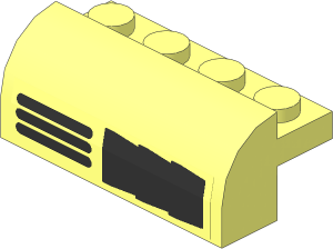 Brick  2 x  4 x  1.333 with Curved Top with Right Vertical and Horizontal Grille Sticker