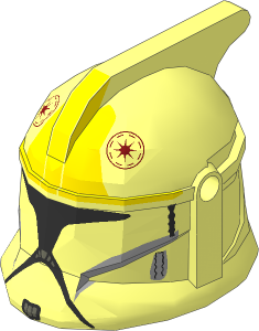 Minifig Helmet SW Clone Trooper Pilot Phase I Front Face with Yellow Markings and Black Visor Pattern