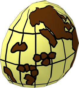Cylinder Hemisphere  2 x  2 with Cutout with Reddish Brown Western Earth Map Pattern