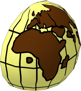 Cylinder Hemisphere  2 x  2 with Cutout with Reddish Brown Eastern Earth Map Pattern