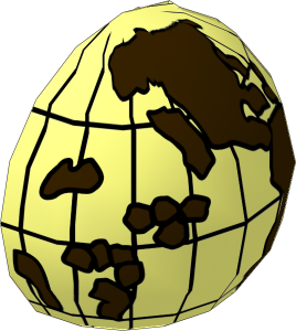 Cylinder Hemisphere  2 x  2 with Cutout with Dark Brown Western Earth Map Pattern