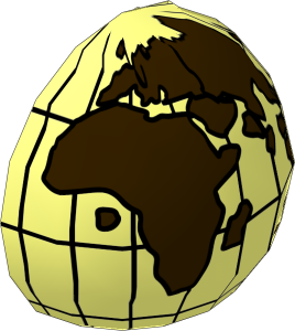 Cylinder Hemisphere  2 x  2 with Cutout with Dark Brown Eastern Earth Map Pattern