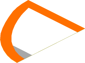Sticker 3.6 x 3.0 Circle Section Right Rear Orange Border, Light Bluish Grey, White Lines