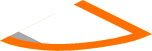 Sticker 3.6 x 3.0 Circle Section Left Rear Orange Border, Light Bluish Grey, White Lines