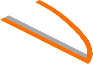 Sticker 3.6 x 8.0 Circle Section Right Front Orange Border, Light Bluish Grey, White Lines