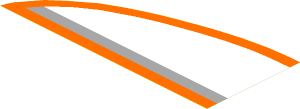 Sticker 3.6 x 8.0 Circle Section Left Front Orange Border, Light Bluish Grey, White Lines