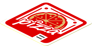 Sticker  1.8 x  1.8 with Red, White and Tan Pizza Box