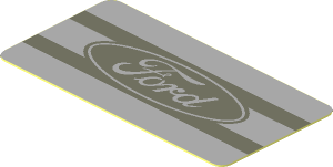 Sticker  0.9 x  1.8 with Dark Bluish Grey Ford Badge with Stripes on Light Grey Background
