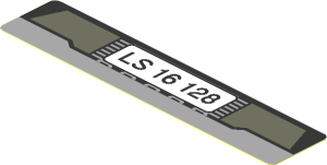 Sticker  0.8 x  1.8 with Black Number Plate "LS 16 128" on White Background