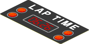 Sticker  1.8 x  3.8 with "Lap Time 06.26" and 4 Orange Lights on Black Background