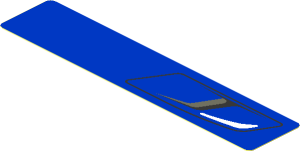Sticker  0.8 x  3.8 with Black Air Vents and White Reflex on Blue Background Left (Needs Work)