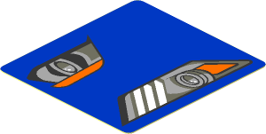 Sticker  1.9 x  1.8 with Headlights on Blue Background Right