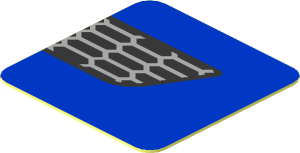 Sticker  0.8 x  0.8 with Black and Grey Hexagons on Blue Background Left