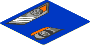 Sticker  1.9 x  1.8 with Headlights on Blue Background Left