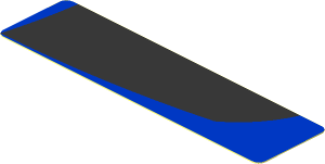 Sticker  0.8 x  3.0 with Black Trapezoid on Blue Background Left