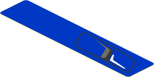 Sticker  0.8 x  3.8 with Black Air Vents and White Reflex on Blue Background Right (Needs Work)