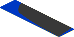 Sticker  0.8 x  3.0 with Black Trapezoid on Blue Background Right