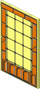 Glass for Window  1 x  4 x  5 with Iron Lattice and Brick Border Pattern