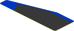 Sticker  1 x  2.8 with Black Trapezoid on Blue Background Right
