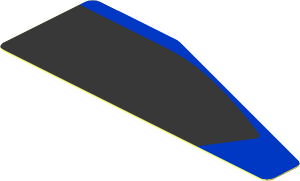 Sticker  1 x  2.8 with Black Trapezoid on Blue Background Left