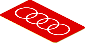 Sticker  1.8 x  1 with White Audi Logo on Red Background