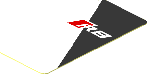 Sticker  1.8 x  .8 with R8 Logo on Black and White Background Right
