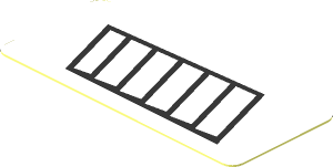 Sticker  0.8 x  1.8 with Black Air Vents on White Background Right