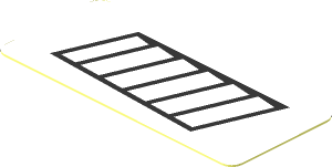 Sticker  0.8 x  1.8 with Black Air Vents on White Background Left