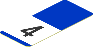 Sticker  1.8 x  .8 with Black 4 on White Stripe on Blue Background