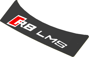 Sticker  1.2 x  3.9 with R8 LMS Logo on Black Background (Formed)