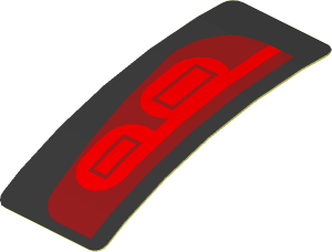 Sticker  0.8 x  1.9 with Red Taillamp on Black Background Left (Formed)