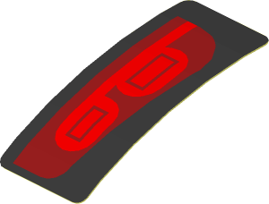 Sticker  0.8 x  1.9 with Red Taillamp on Black Background Right (Formed)