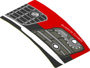 Sticker  1.8 x  3 with Headlamp and Front Bumper on Black Background Left (Formed)