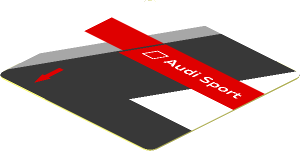 Sticker  1.8 x  1.8 with "Audi Sport" Logo on Black and White Background Right