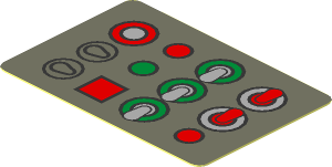 Sticker  1.2 x  1.8 with Lights and Levers on Dark Bluish Grey Background