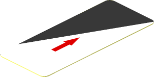 Sticker  1.9 x  0.8 with Red Arrow and Black Triangle on White Background Right
