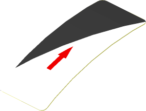 Sticker  1.9 x  0.8 with Red Arrow and Black Triangle on White Background Right (Formed)