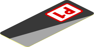 Sticker  1.9 x  0.8 with Red "P1" and Grey Triangle on Black Background Right