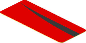 Sticker  0.8 x  1.9 with Black Arc on Red Background Left