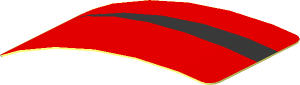 Sticker  0.8 x  1.9 with Black Arc on Red Background Left (Formed)