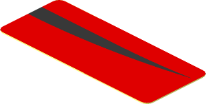 Sticker  0.8 x  1.9 with Black Arc on Red Background Right