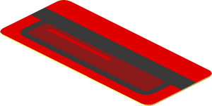 Sticker  0.8 x  1.8 with Black Stripe and Brakelamp on Red Background