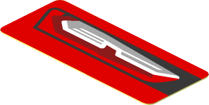 Sticker  0.8 x  1.9 with Taillamp on Red Background Right (Needs work)