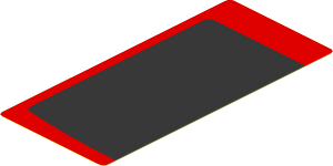 Sticker  4 x  1.8 with Black Trapezoid on Red Background Left